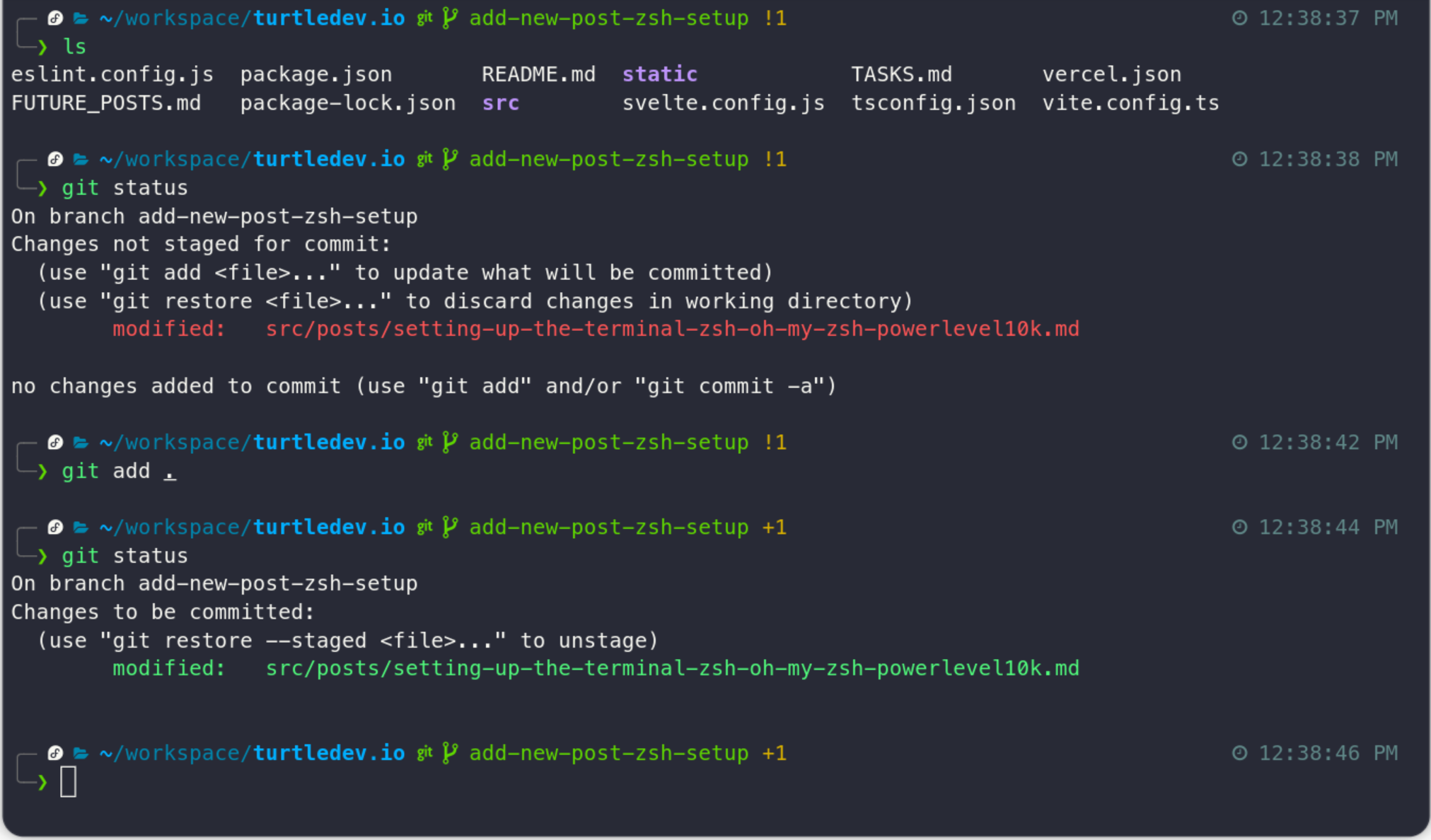zsh terminal with Oh My Zsh, Powerlevel10k, and neofetch on Fedora