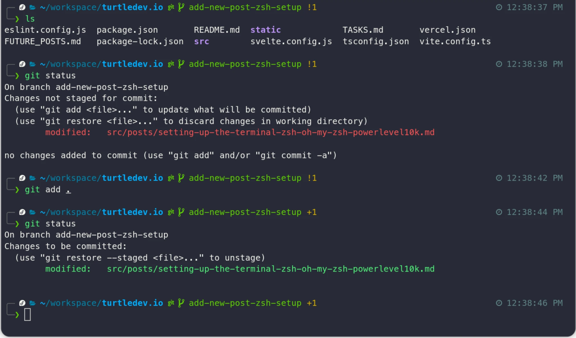 zsh terminal with Oh My Zsh, Powerlevel10k, and neofetch on Fedora